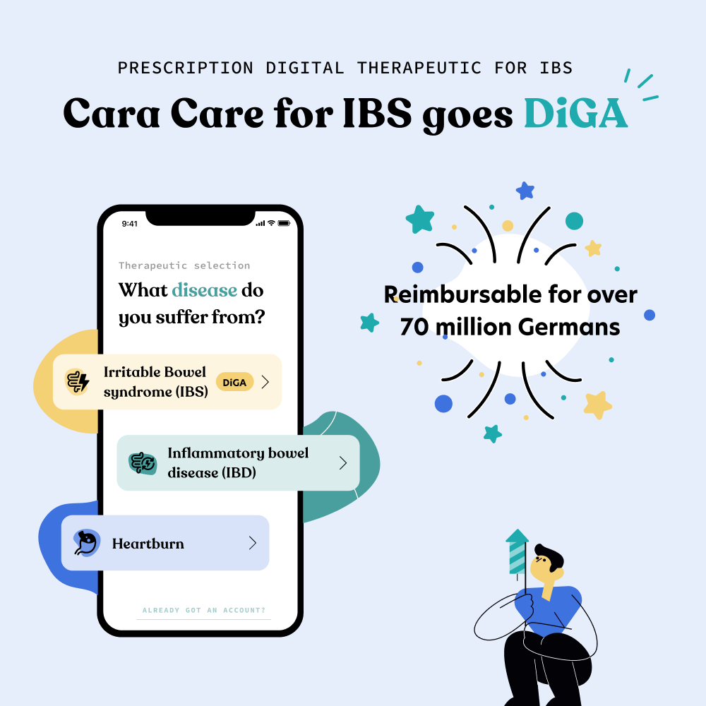 “Cara Care for IBS” approved as a prescription digital therapeutic – German health insurances will reimburse the costs with a medical prescription for 90% of Germans